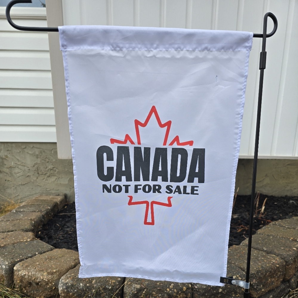 White Garden Flag with Red Maple Leaf Design